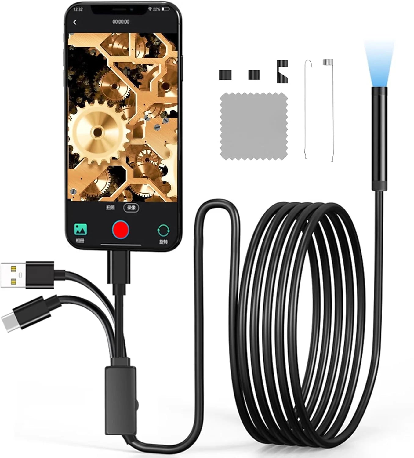 Endoscope Multiconnectique HD pour iPhone, iPad, Android et PC